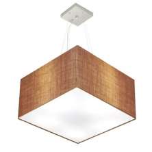 Pendente Quadrado Md-4075 Cúpula em Tecido 30-50x50cm Palha - Bivolt