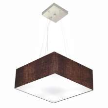 Pendente Quadrado Md-4194 Cúpula em Tecido 12-40x40cm Café - Bivolt