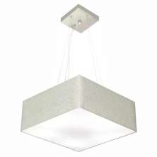 Pendente Quadrado Md-4194 Cúpula em Tecido 12-40x40cm Rústico Cinza - Bivolt