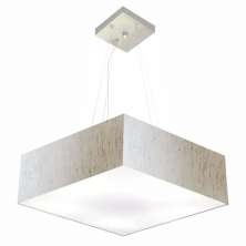 Pendente Quadrado Md-4196 Cúpula em Tecido 15-45x45cm Linho Bege - Bivolt