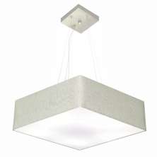 Pendente Quadrado Md-4196 Cúpula em Tecido 15-45x45cm Rústico Cinza - Bivolt