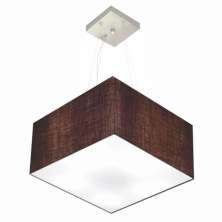 Pendente Quadrado Md-4197 Cúpula em Tecido 25-45x45cm Café - Bivolt