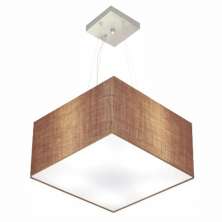 Pendente Quadrado Md-4197 Cúpula em Tecido 25-45x45cm Palha - Bivolt