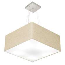 Pendente Quadrado Md-4199 Cúpula em Tecido 30-60x60cm Rústico Bege - Bivolt