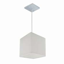 Pendente Quadrado Md-4223 Cúpula em Tecido 15/13x13cm Branco - Bivolt