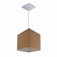 Pendente Quadrado Md-4223 Cúpula em Tecido 15/13x13cm Palha - Bivolt