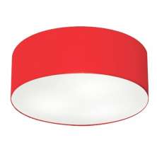 Plafon Cilíndrico Md-3006 Cúpula em Tecido 60x15cm Vermelho - Bivolt