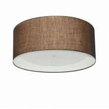 Plafon Cilíndrico Md-3161 Cúpula em Duplo Tecido 50x25cm Café - Branco - Bivolt