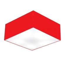 Plafon Quadrado Md-3012 Cúpula em Tecido 21/50x50cm Vermelho - Bivolt
