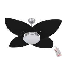 Ventilador de Teto   Escovado 4 Pás Preto 220V Controle