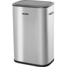 Lixeira Inox Retangular com Sensor de Abertura 55 Litros Cinza Vonder