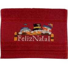 Toalha Lavabo Bordada Natal da Vovó Alice 30x45cm Feliz Natal