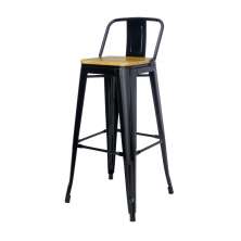 Banqueta Tolix Iron Assento Madeira Preto Industrial Bistrô