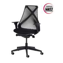 Cadeira Ergonômica Escritório Grid Diretor Preta Base Giratória Altura Ajustável