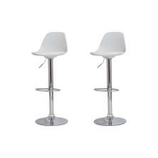 Kit 2 Banquetas Saarinen Branca Base Giratória Cromada Altura Regulável Cozinha Bar Bancada