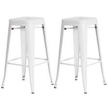 Kit 2 Banquetas Tolix Iron Design Industrial Branca 76 cm Aço Cozinha Bar Bistrô Bancada