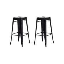 Kit 2 Banquetas Tolix Iron Design Industrial Preta 76 cm Aço Cozinha Bar Bistrô Bancada