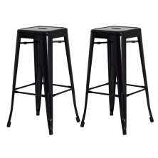 Kit 2 Banquetas Tolix Iron Design Industrial Preta 76 cm Aço Cozinha Bar Bistrô Bancada