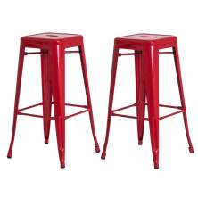 Kit 2 Banquetas Tolix Iron Design Industrial Vermelha 76 cm Aço Cozinha Bar Bistrô Bancada