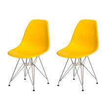 Kit 2 Cadeiras Eiffel Eames Amarela Base Cromada Sala Cozinha Jantar
