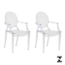 Kit 2 Cadeiras Louis Ghost Transparente Policarbonato Sala Cozinha Jantar