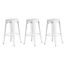 Kit 3 Banquetas Tolix Iron Design Industrial Branca 76 cm Aço Cozinha Bar Bistrô Bancada
