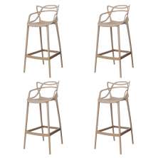 Kit 4 Banquetas Allegra Nude Polipropileno Cozinha Bistrô Bancada