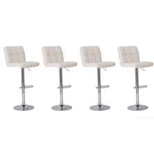 Kit 4 Banquetas Estofada Gomos Branca Base Giratória Cromada Altura Regulável Cozinha Bar Bancada