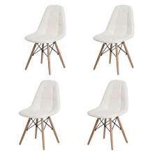 Kit 4 Cadeiras Eiffel Botonê Eames DSW Branca Base Madeira Sala Jantar Cozinha