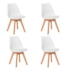 Kit 4 Cadeiras Leda Saarinen Design Branca Sala Cozinha Jantar