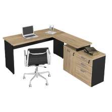 Mesa Diretor 1,50 + Balcão 1 porta, 3 Gavetas Calvi / Preto