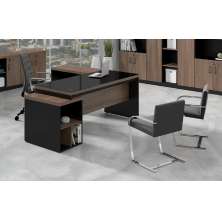 Mesa Diretor c/ Vidro Web40 1,72 c/ Gaveteiro - Ameixa/Preto