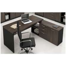 Mesa p/ Escritório em L Web40 1,70m c/ Armário MARSALA/PRETO