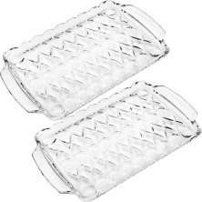2 Bandejas Cristal 35x21cm Wolff Angel com Alças Servir Decorar Retangular