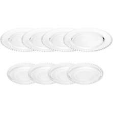 4 Pratos Sobremesa 20cm e 4 Sousplat 32cm Cristal Linha Pearl Wolff para Servir