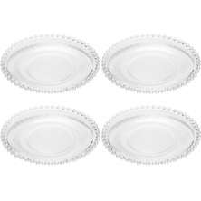 Jogo 4 Pratos de Sobremesa Wolff Pearl Cristal Rasos 20cm Pr