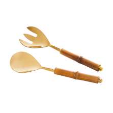 Jogo de Utensílios para Salada com 2 Peças Bambu Dourado