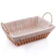 Kit 15 Cestas para Servir Pães 29x19x12cm Restaurantes Forro Tecido Wolff Frutas Decoração