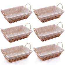 Kit 6 Cestas Papel 29x12cm Servir Pães Restaurantes Forro Tecido Frutas Decoração Retangulares Wolff