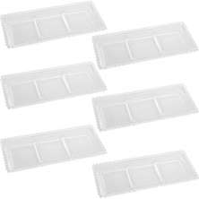 Kit 6 Petisqueiras Cristal Wolff Pearl 3 Divisórias 30x13cm
