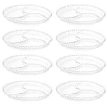 Kit 8 Petisqueiras De Cristal 23cm Wolff Pearl 3 Divisórias Doces Aperitivos Mesa Posta