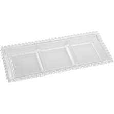 Petisqueira Cristal Wolff Pearl 3 Divisórias 30x13cm Incolor Petisco Relevo Mesa Posta