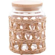 Pote Hermético Vidro com Sisal Tampa Madeira Wolff 750ml Por