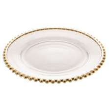 Prato Pearl com Borda Dourado 20 cm