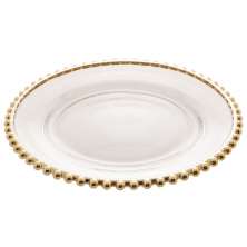 Prato Pearl com Borda Dourado 28 cm