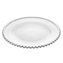 Prato Pearl com Borda Prateado 20 cm