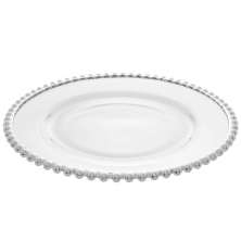 Prato Pearl com Borda Prateado 28 cm