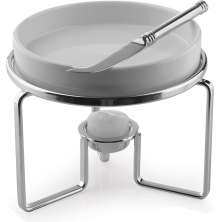 Rechaud para Queijo com Faca Inox Brie Branco e Inox 15 cm
