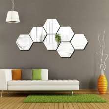 Espelho Geométrico Hezagonal Bisotê 40x40cm Painel 4 peças