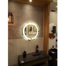 Espelho Jateado Lapidado Redondo 60cm Com Led Quente